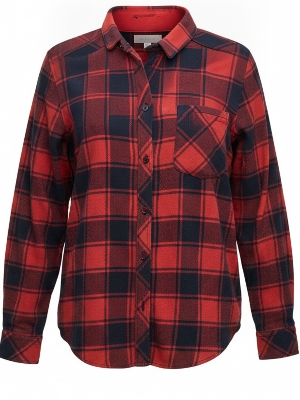 Ci SONO Plaid Collection Buffalo Plaid Flannel Shirt- Elbow Patches Red BLK SZ M